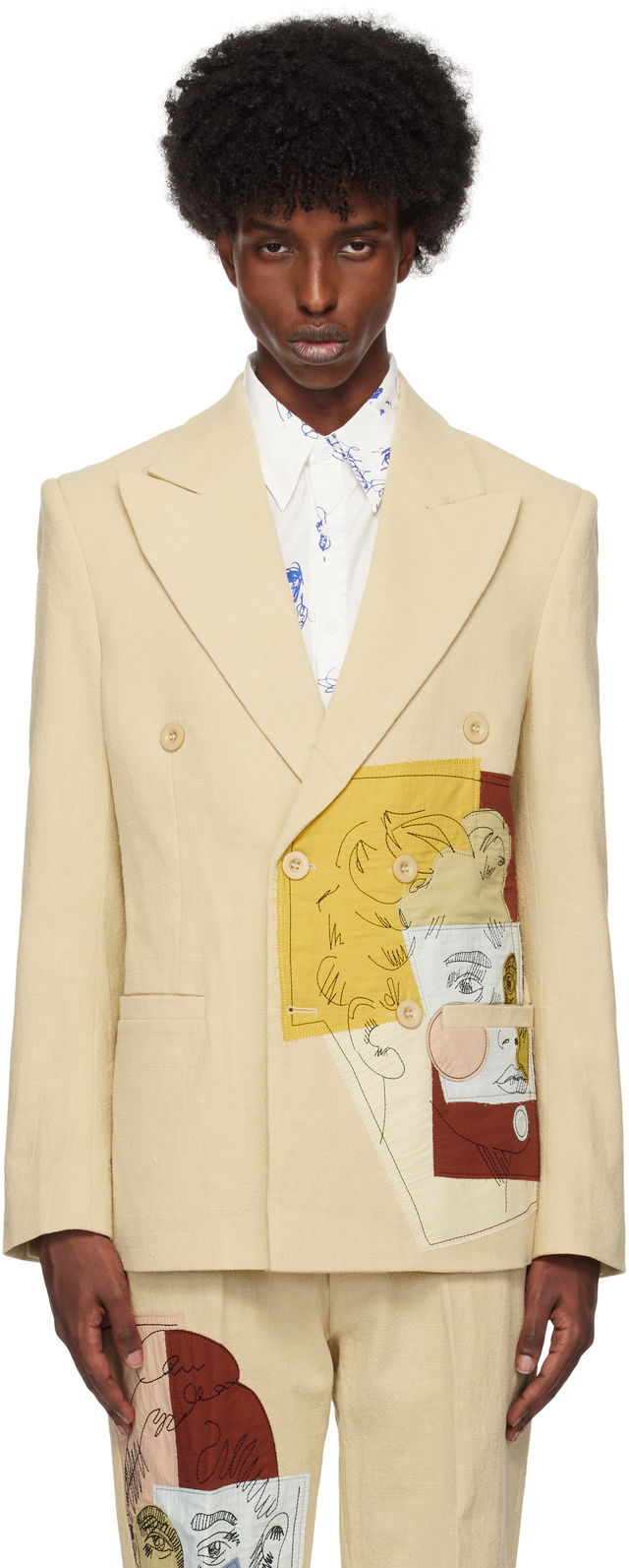 Doodle Portrait Suit Blazer