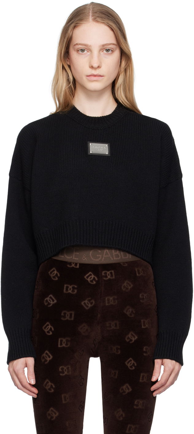 Пуловер Dolce & Gabbana Black Plaque Sweater Черно | FXL67T JFMU0