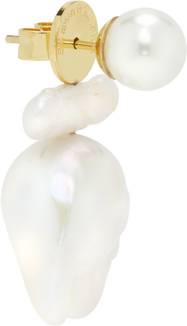 Обеци Simone Rocha Simone Rocha Stacked Baroque Pearl Stud Earring Бяло | ERG534-M SINGLE 0913, 1