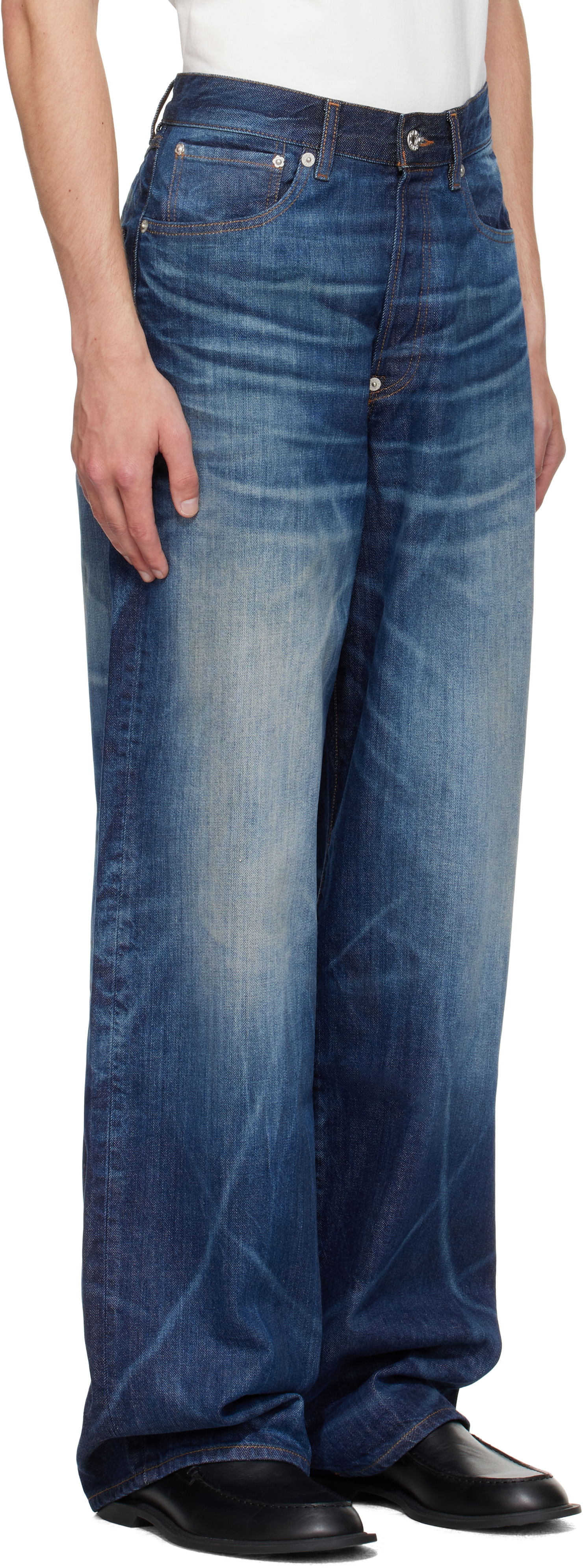 Дънки KENZO Kenzo Paris Turn Up Wide Fit Jeans Синьо | FF65DP4216I7, 1