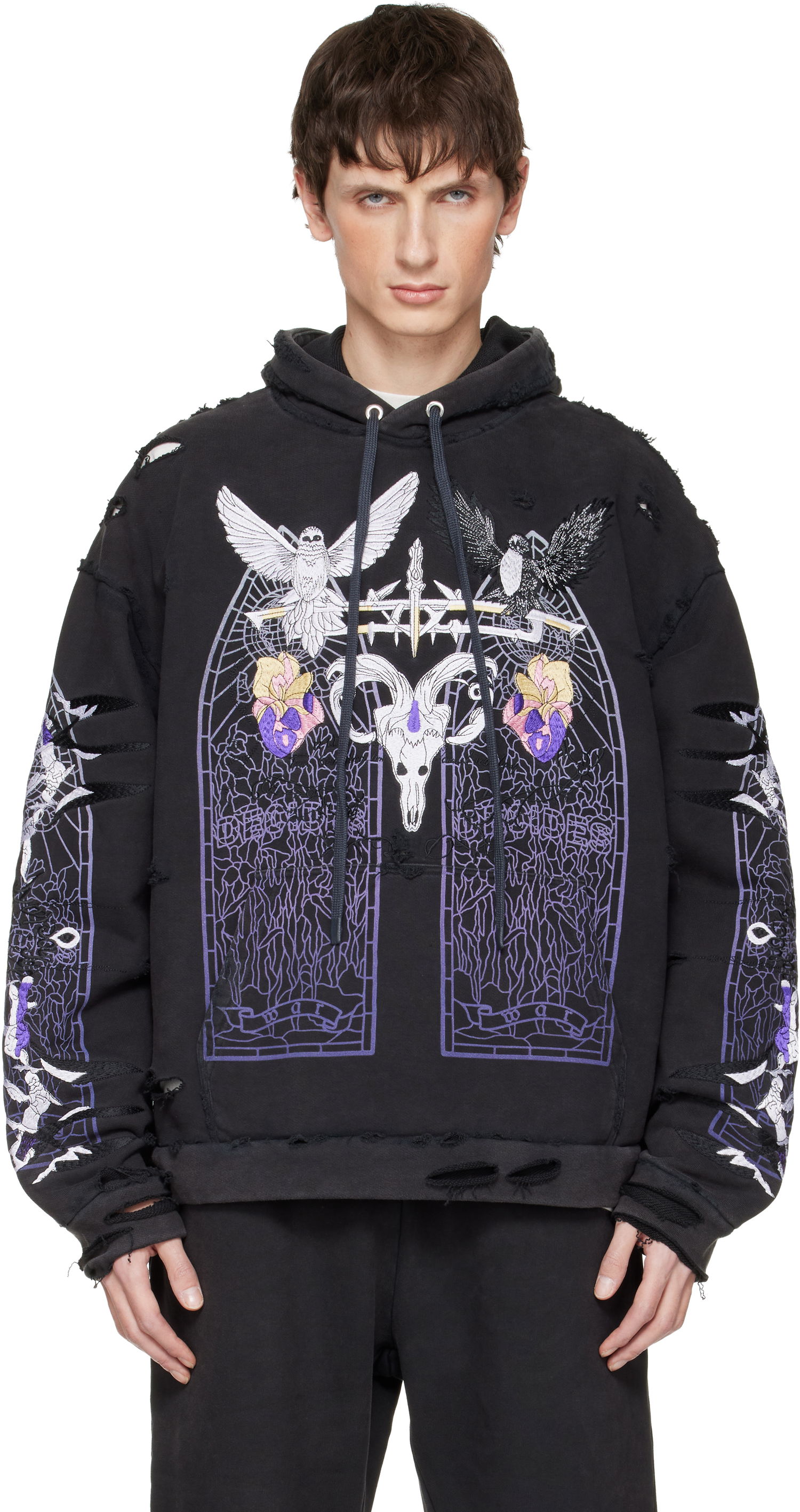 Суитчър Who Decides War Eptiome Distressed Graphic Hoodie Черно | 1110160002FW25, 0