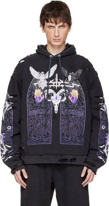 Суитчър Who Decides War Eptiome Distressed Graphic Hoodie Черно | 1110160002FW25, 0