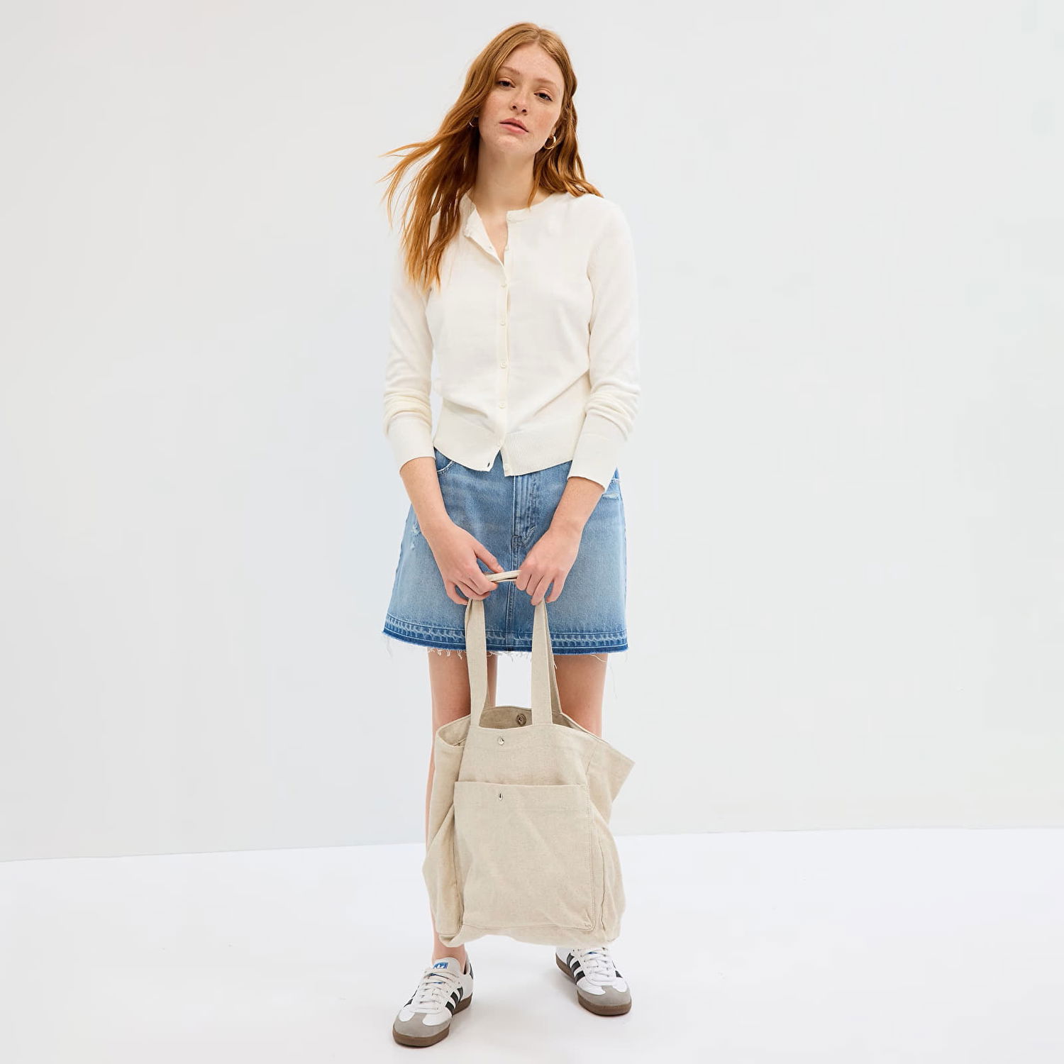 Пуловер GAP Crew Cardigan Snowflake Milk Бяло | 443176-04, 0