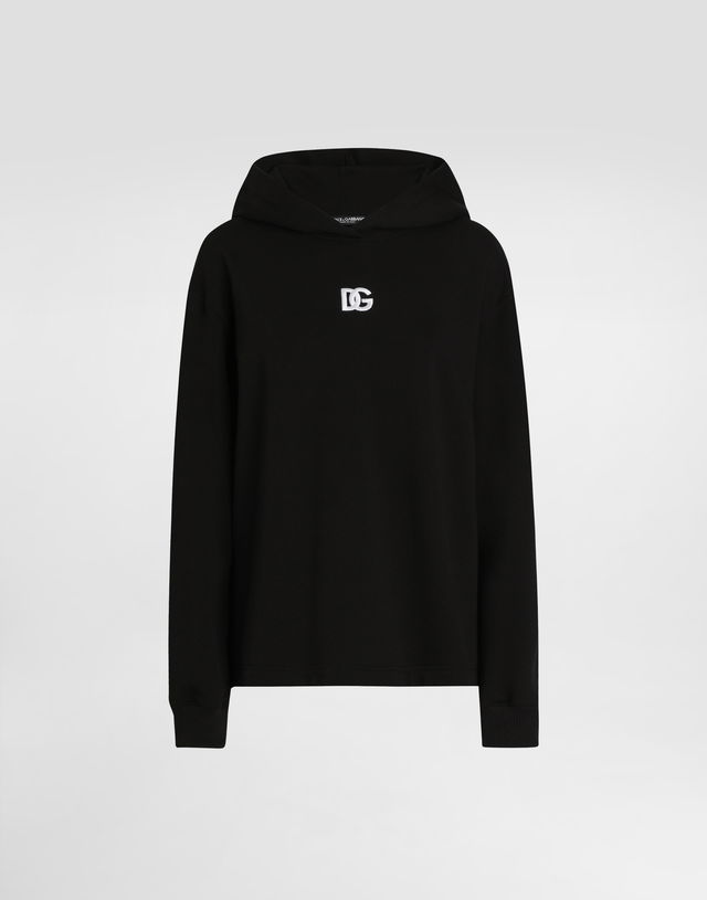 Dolce & Gabbana Jersey Hoodie with DG Embroidery