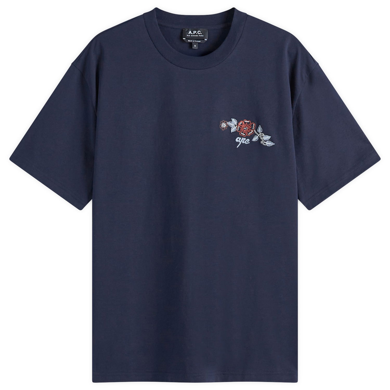 Тениска A.P.C. A.P.C. Men's Oscar Floral Logo T-Shirt Тъмно синьо | COGCK-H26511-IAK, 0