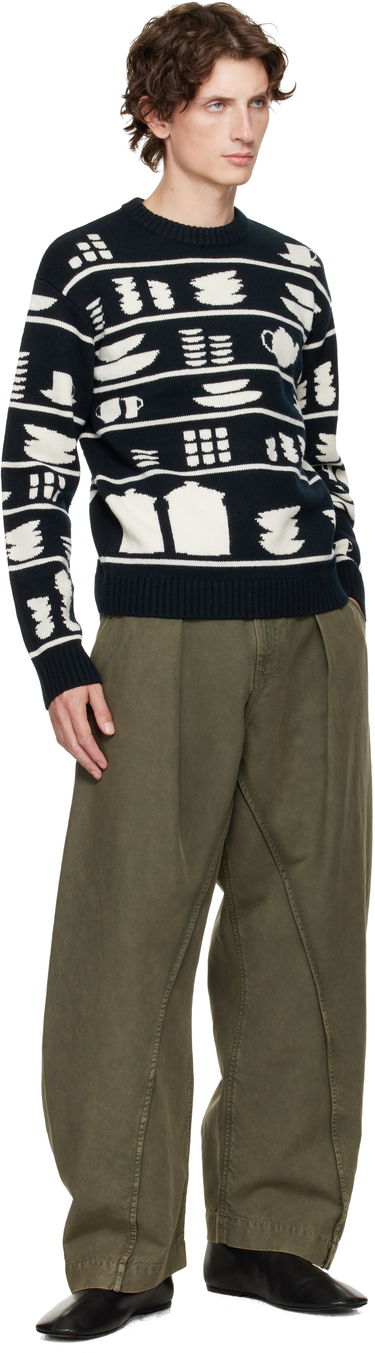 Пуловер JW Anderson Crockery Jacquard Sweater Тъмно синьо | KW1431-YN0379, 3