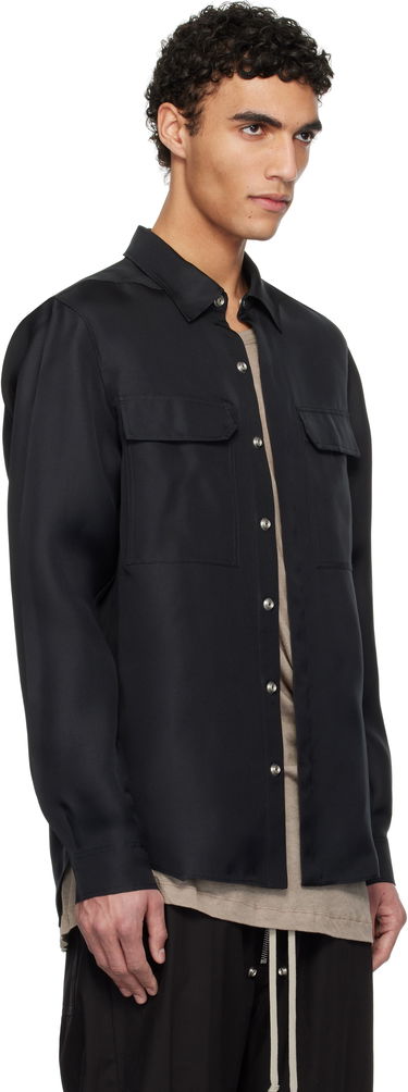 Риза Rick Owens Hollywood Silk Gazar Overshirt Черно | RU01E5236 SG, 1