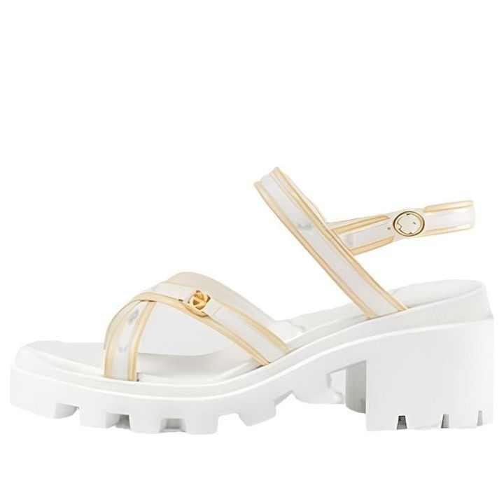 Кецове и обувки Gucci Gucci Lug Sole Sandal with Web Бяло | 645776-D3VF0-9364