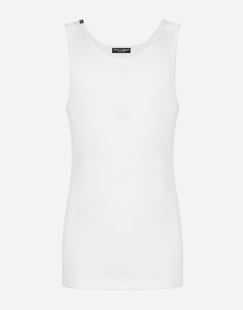 Потник Dolce & Gabbana Fine-rib Cotton Singlet Бяло | G8QG9TFU7AVW0800