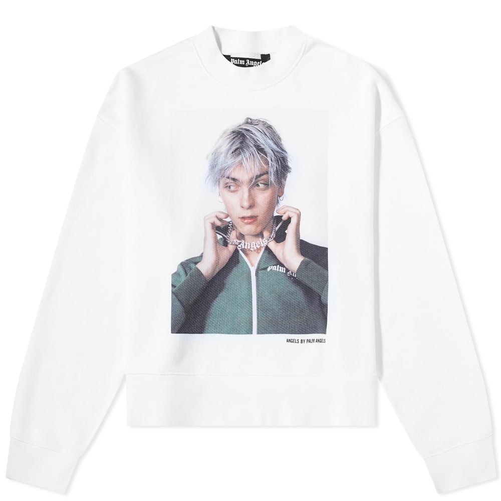Пуловер Palm Angels x David Sims Oversized Print Crewneck Бяло | PMBA026F22FLE0060155, 0