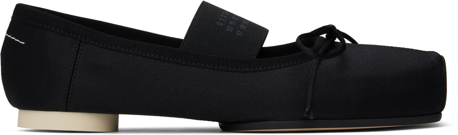 Кецове и обувки Maison Margiela MM6 Maison Margiela Satin Pointe Logo Ballerina Flats Черно | S59WZ0100 P5560, 0