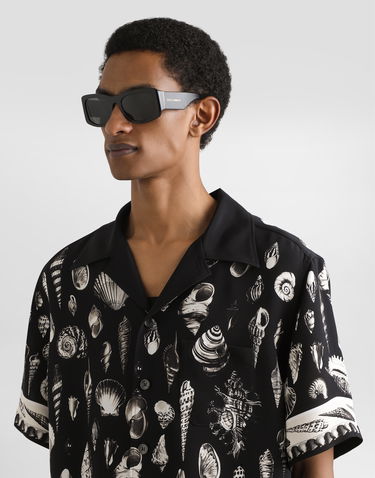 Риза Dolce & Gabbana Dolce & Gabbana Shell-Print Crepe Marocaine Hawaii Shirt Черно | G5JH9THI1ZFHN5PI, 3