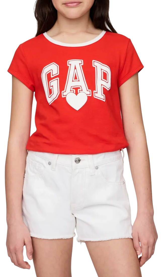Тениска GAP Ringer T-Shirt GAP Logo Heart Червено | 781862-02