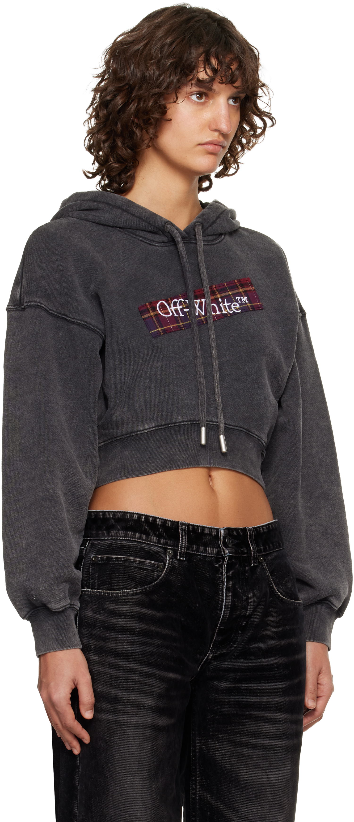 Суитчър Off-White Off-White Bookish Crop Logo Hoodie Черно | OWBB056F25FLE0031301, 1