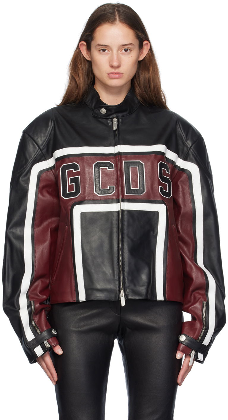 Яке GCDS Leather Racing Jacket Черно | A2OM0902LA4