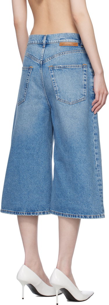 Къси панталони Stella McCartney Stella McCartney Vintage Wash Denim Wide Leg Shorts Синьо | 6D03493SQH05, 2