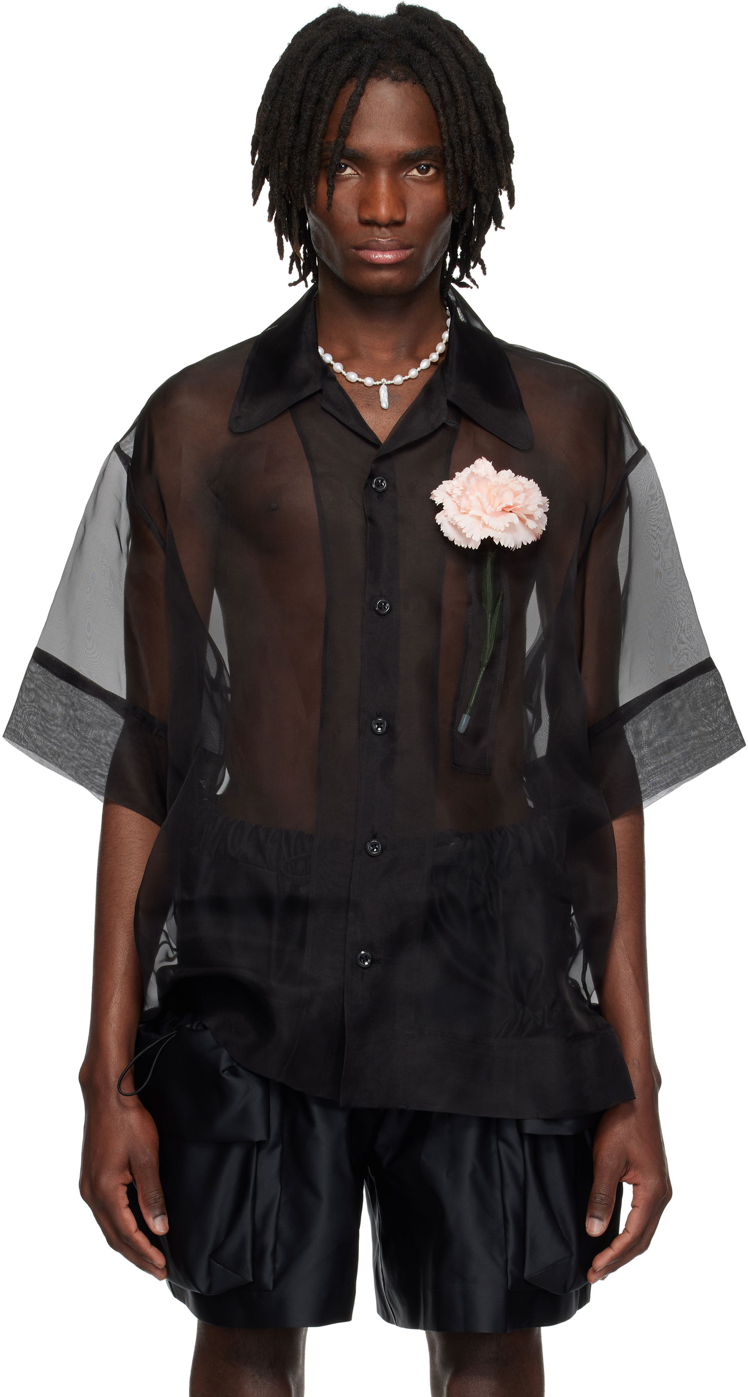 Риза Simone Rocha Simone Rocha Carnation Pocket Boxy Shirt Черно | 5332 0360, 0