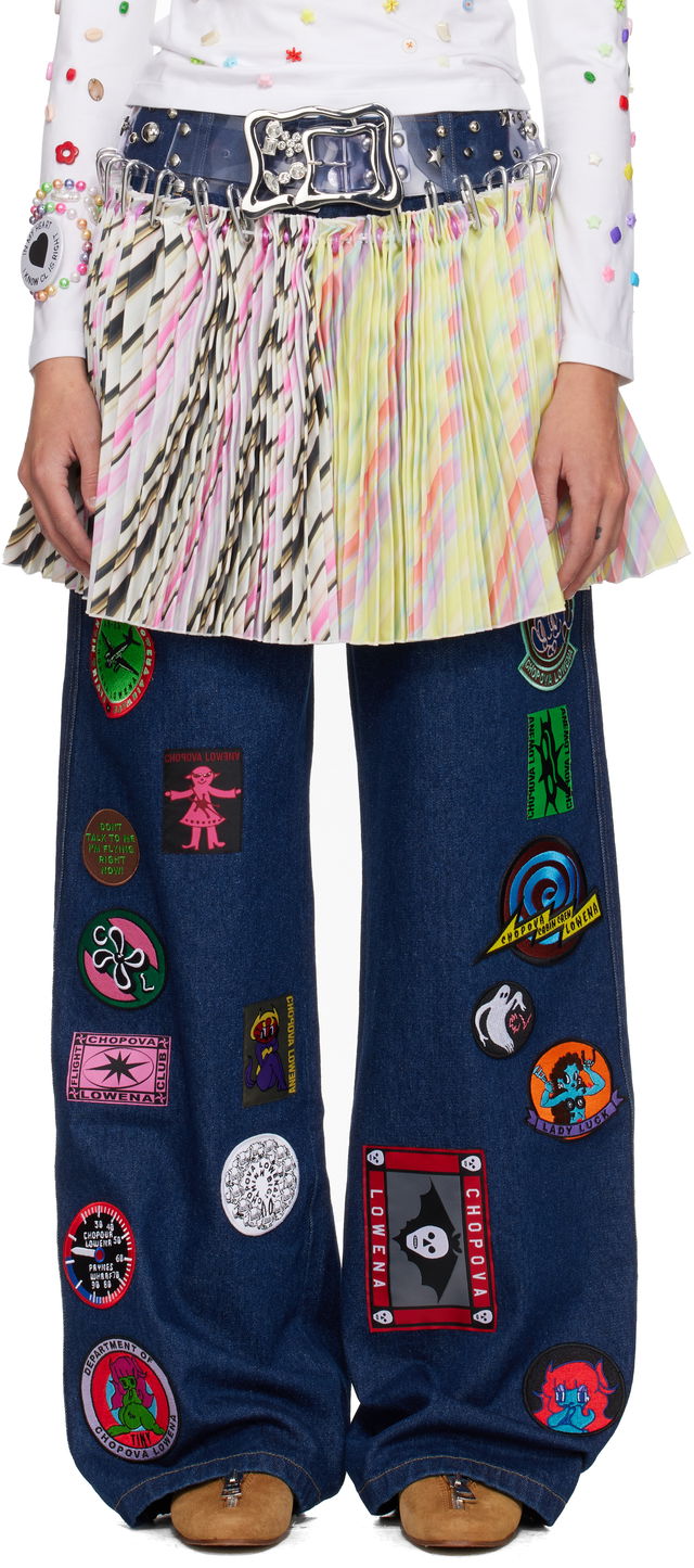 Chopova Lowena Multicolor Strobe Pleated Carabiner Miniskirt