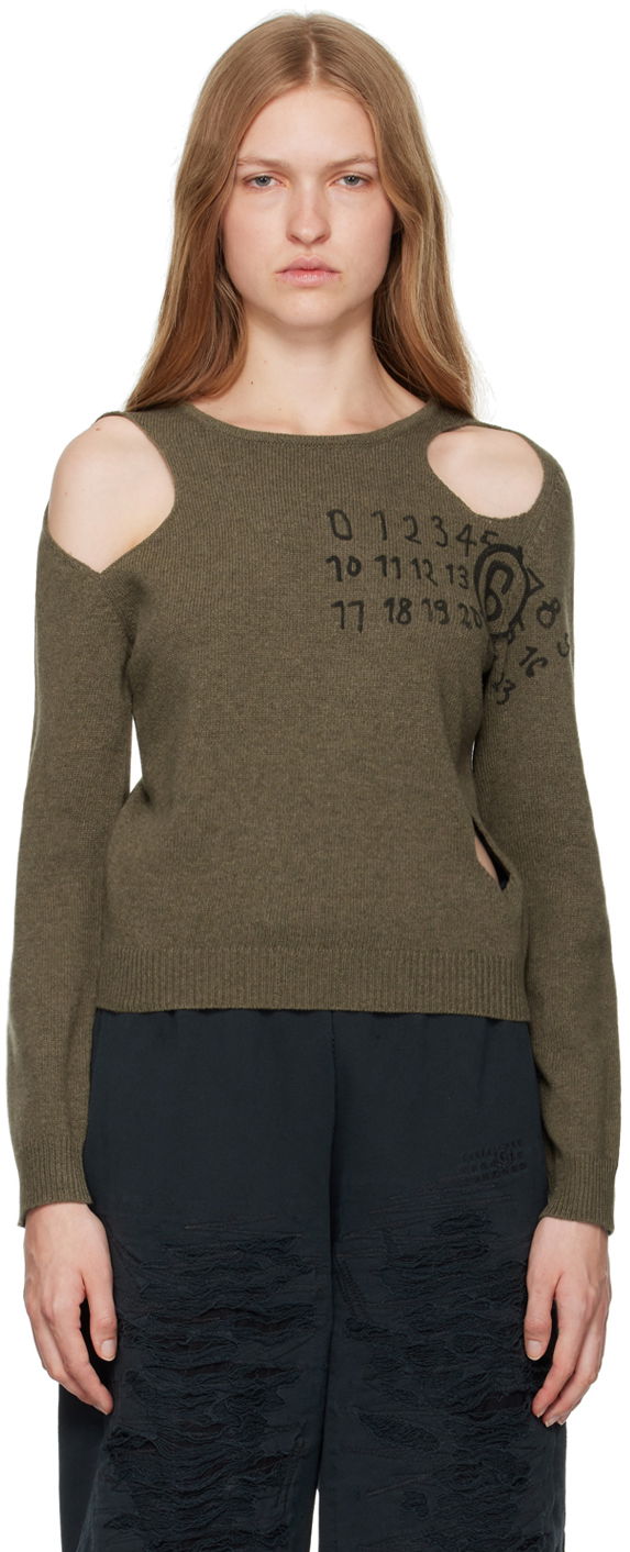 Пуловер Maison Margiela Cut Outs Sweater Зелено | S62NH0034 M13071, 0