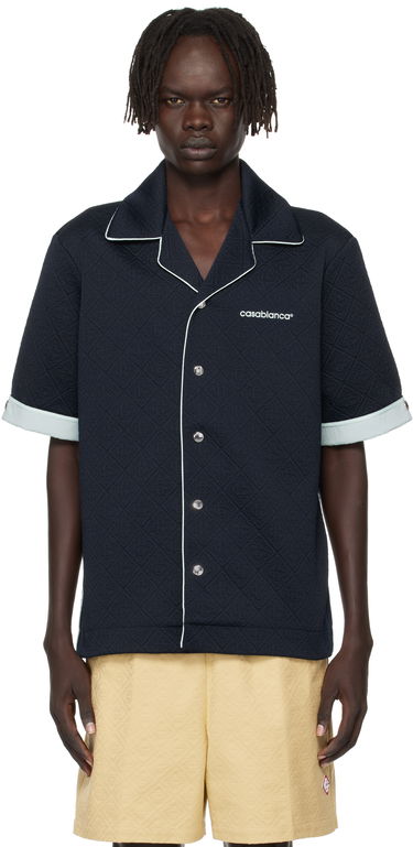 Риза Casablanca Casablanca Jacquard Short Sleeve Shirt Тъмно синьо | MPF25-SH-190-01, 0