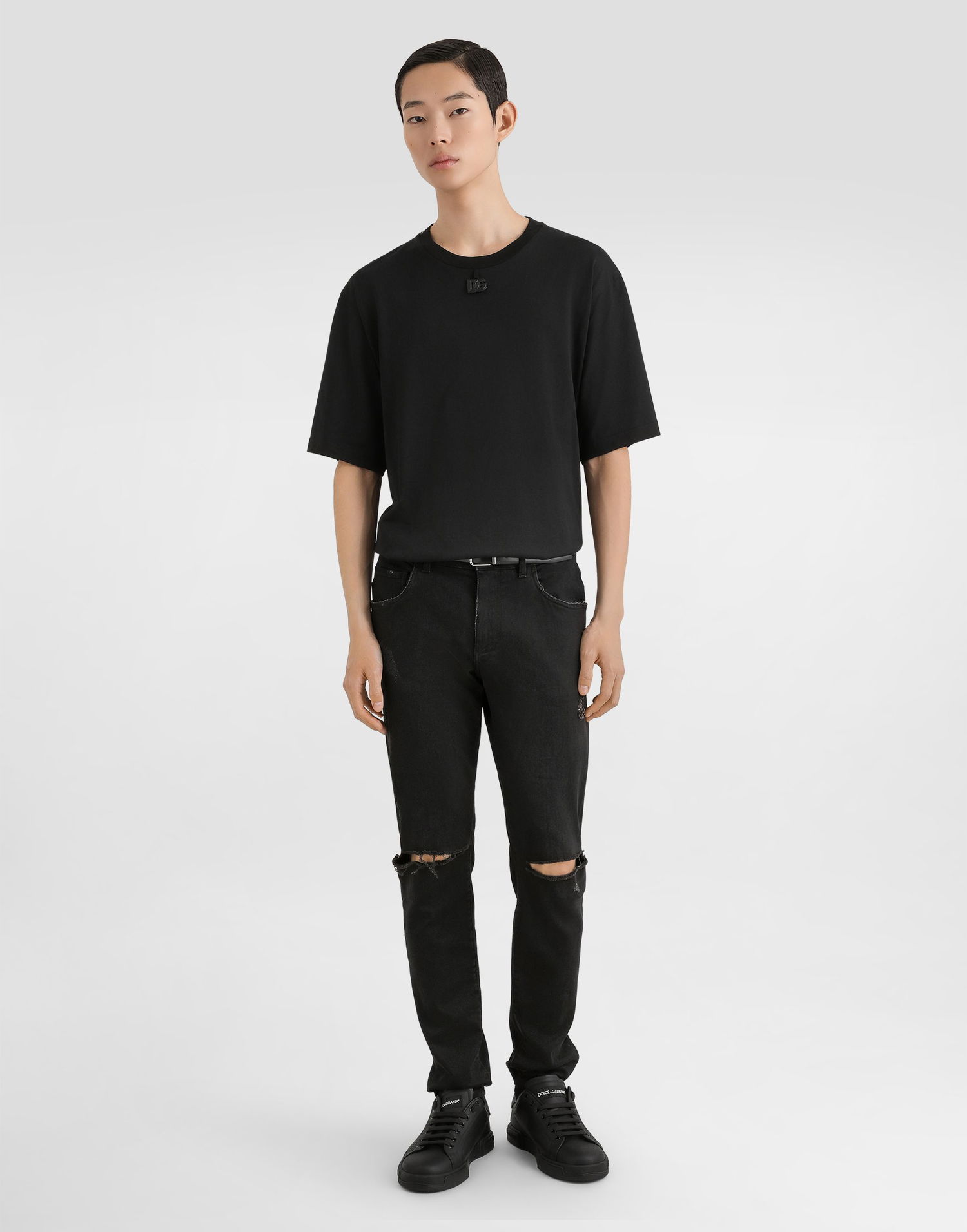 Тениска Dolce & Gabbana Dolce & Gabbana Cotton T-shirt With Patch Черно | G8PN9ZG7PXSN0000, 1