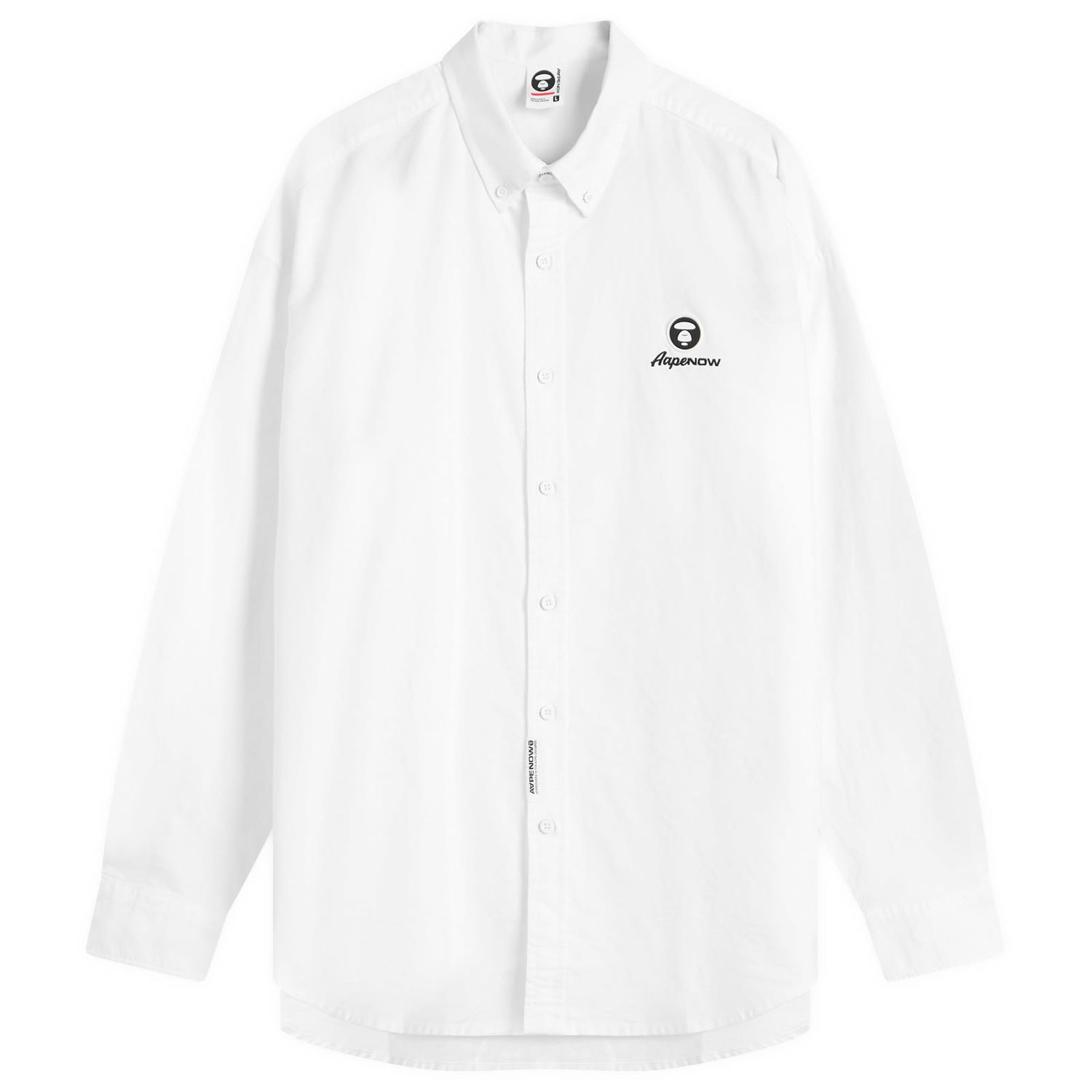 Риза AAPE by A Bathing Ape AAPE Now Solid Oxford Shirt, Size Large Бяло | AAPSTM8512XX-WHT, 0