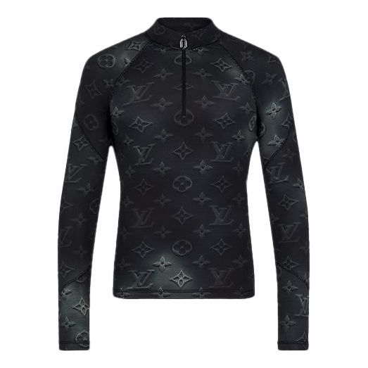 Суитчър Louis Vuitton 2054 Series Technical Print Half-Zipper Long Sleeve Top Черно | 1A8H7D