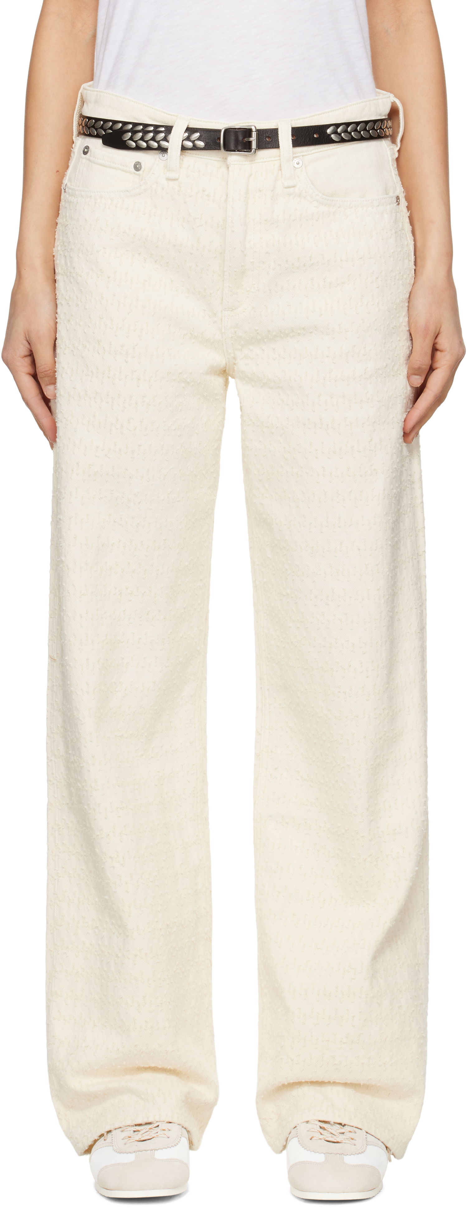Панталони rag & bone rag & bone Logan Mid-Rise Wide Leg Jeans Бяло | WDD25S2935RGET, 0