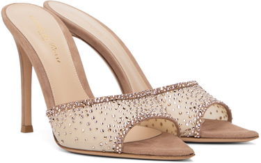 Кецове и обувки Gianvito Rossi Rania Crystal Embellished Mules Бежово | G16730.15RIC.COZ, 3