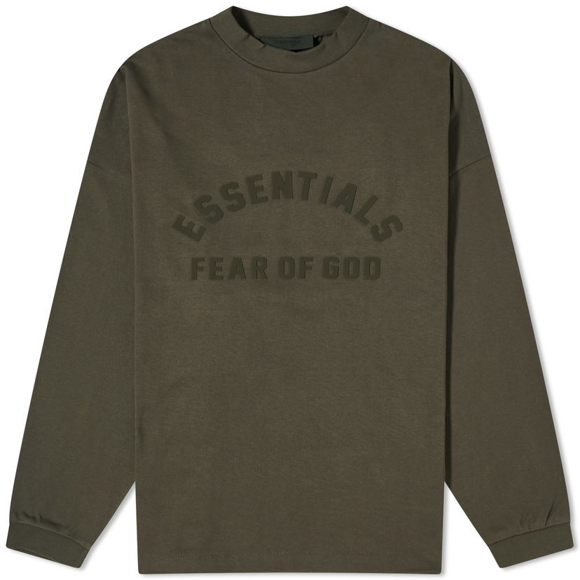 Тениска Fear of God ESSENTIALS Long Sleeve Printed T-Shirt Зелено | 125SP242010F