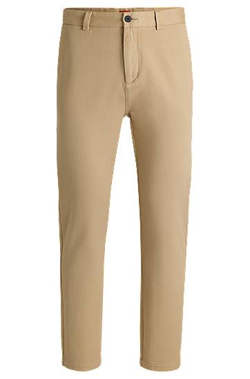 Slim Fit Regular Rise Cotton Twill Trousers