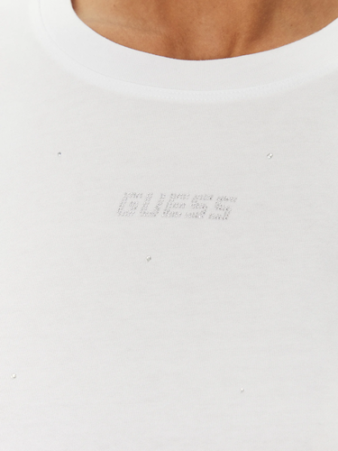 Съкратен топ GUESS Guess Primula Rhinestones Boxy T-Shirt Бяло | V5GI00I3Z14-G011, 4
