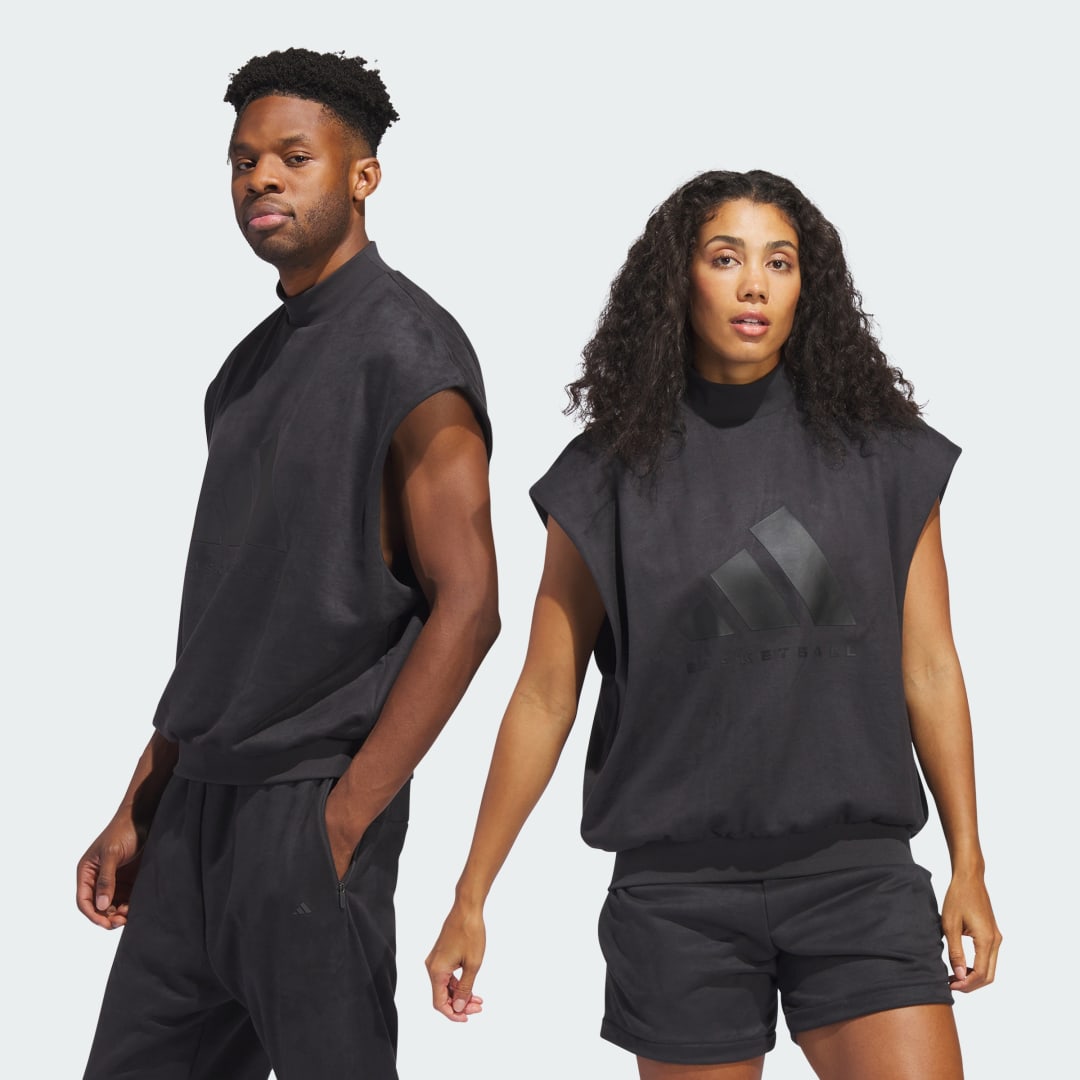 Суитчър adidas Performance Basketball Sueded Sleeveless Sweatshirt Черно | IN7702, 0