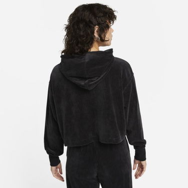 Суитчър Nike Velour Cropped Pullover Hoodie Черно | DQ5927-010, 2