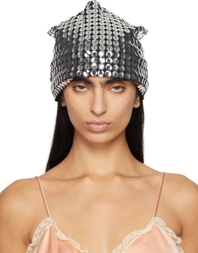 Шапка Anna Sui Silver Sequin Beanie Черно | 824I90