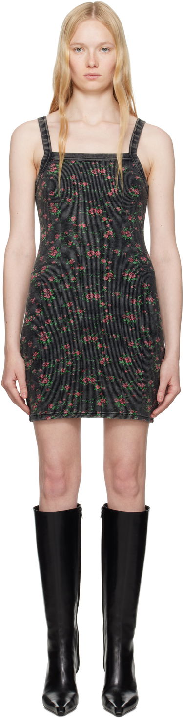 Pокля Alexander Wang Alexander Wang Floral-Print Waffle Knit Mini Dress Черно | 8C4246605P, 0