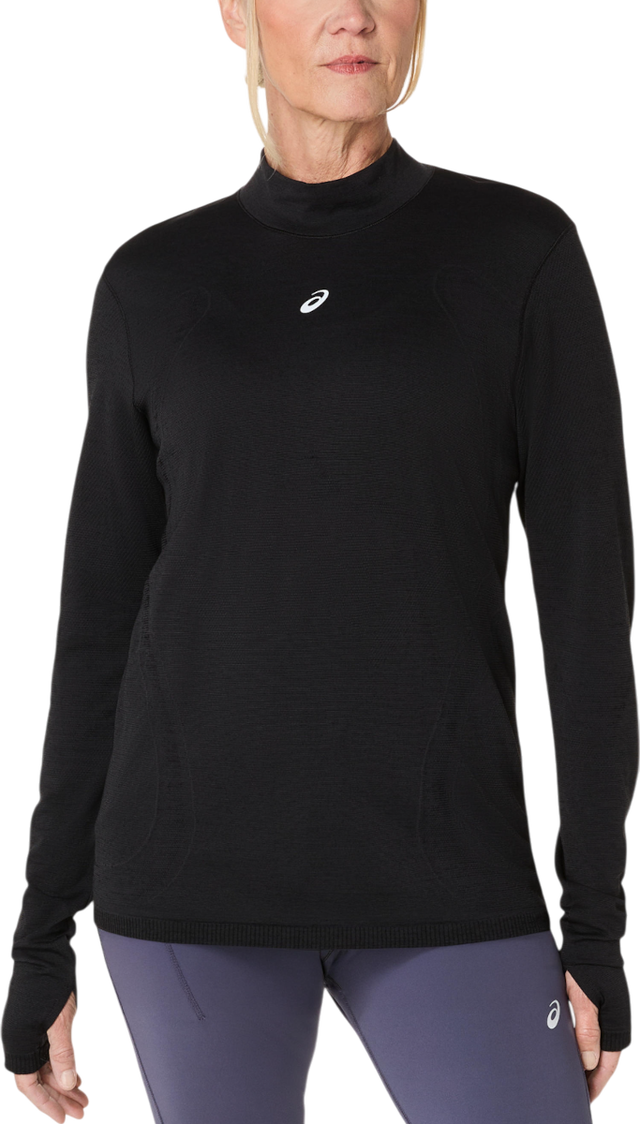 Road Winter Seamless Long Sleeve Mock Neck Top with Thumbholes
