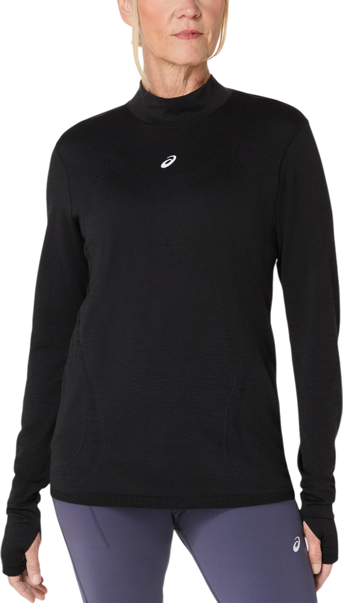 Тениски и потници Asics Road Winter Seamless Long Sleeve Mock Neck Top with Thumbholes Черно | 2012d277-001