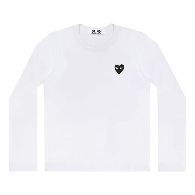 Тениска Comme des Garçons PLAY Small Logo Long Sleeve T-Shirt Бяло | AZ-T119-051-2