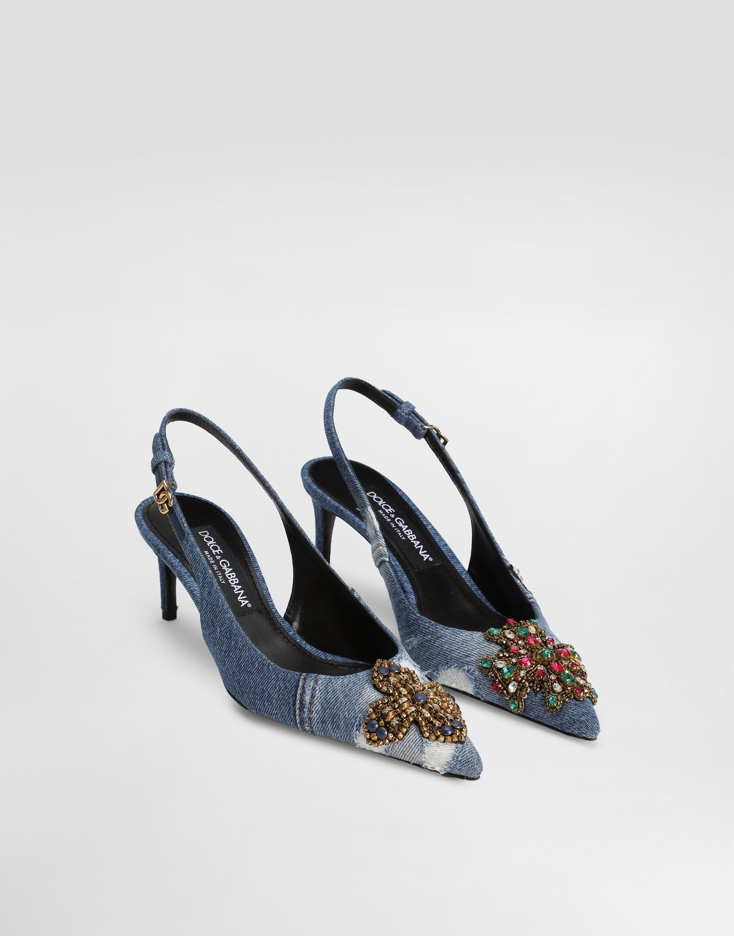 Аксесоари Dolce & Gabbana Dolce & Gabbana Denim Patchwork Slingback Pumps with Embroidery Синьо | CG0948AN6248C609, 1