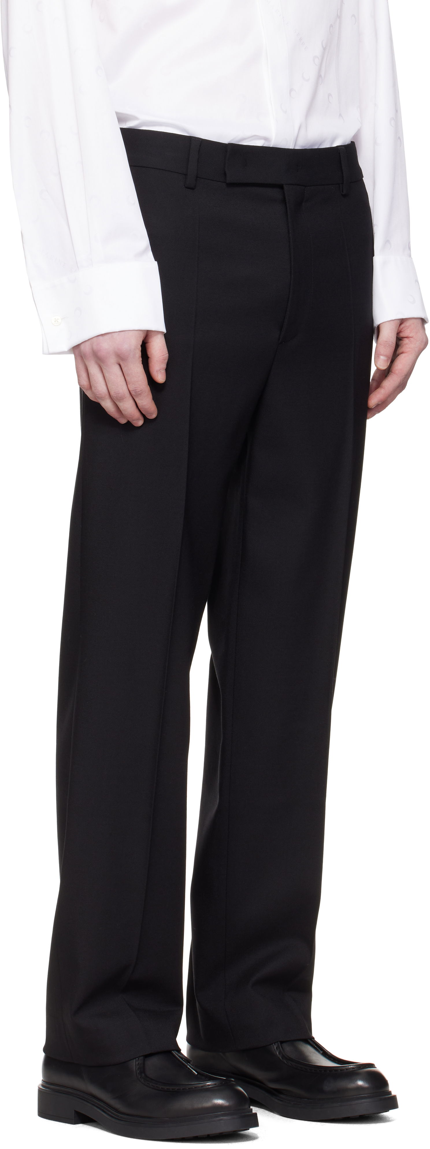 Панталони Marine Serre Marine Serre Virgin Wool Twill Pleated Trousers Черно | MPA069A RWOV0001, 1
