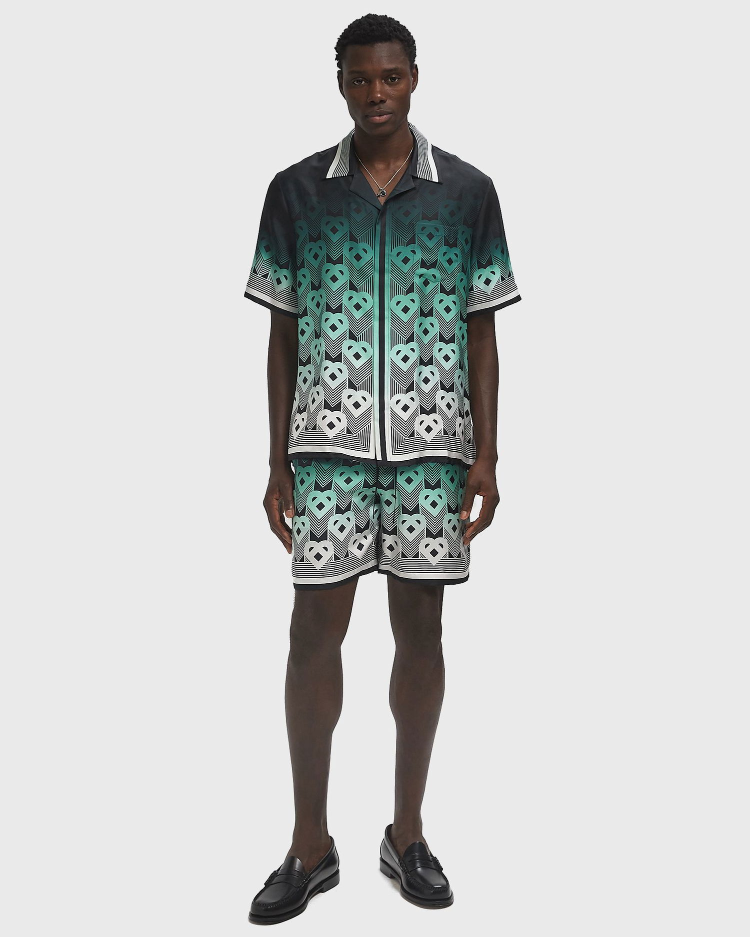 Риза Casablanca Cuban Collar Short Sleeve Shirt Зелено | MPF25-SH-003-04, 1