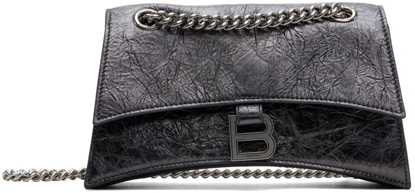 Дамска чанта Balenciaga Gunmetal Crush Small Chain Bag Черно | 716351 2AATG