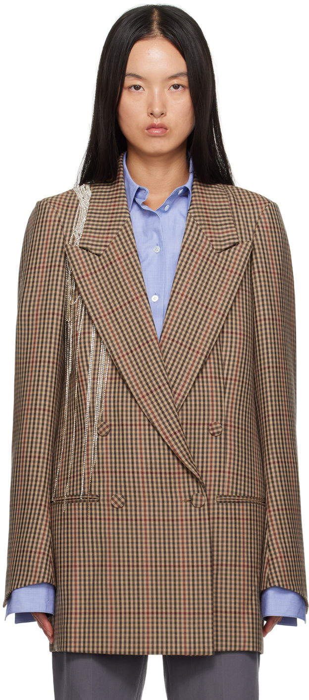 Яке Dries Van Noten Checked Blazer Бежово | 242-010421-9048