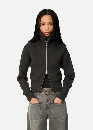 Пуловер AXEL ARIGATO Verve Ribbed Collar Cropped Zip-Up Cardigan Черно | A3703002, 5