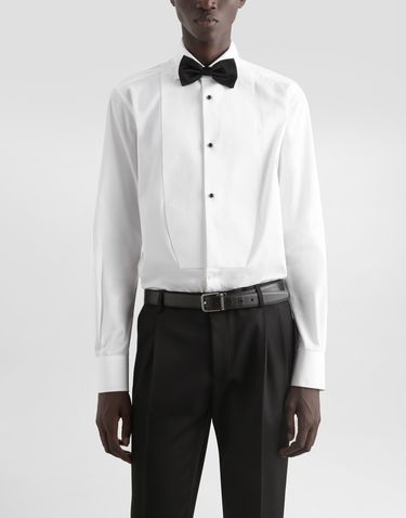 Риза Dolce & Gabbana Cotton Poplin Tuxedo Shirt Бяло | G5EN5TGI591S9005, 3