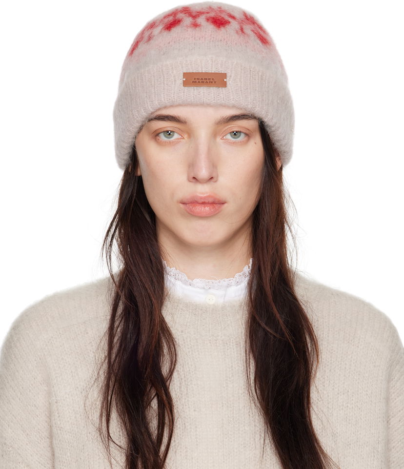 Шапка ISABEL MARANT Beige & Pink Darana Beanie Бежово | BE026MFA-B3L02A