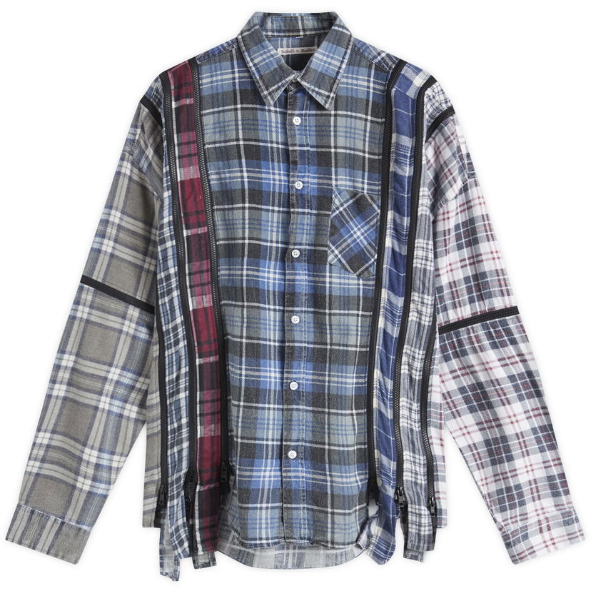 Риза Needles 7 Cuts Wide Flannel Shirt Синьо | PU347-ASS