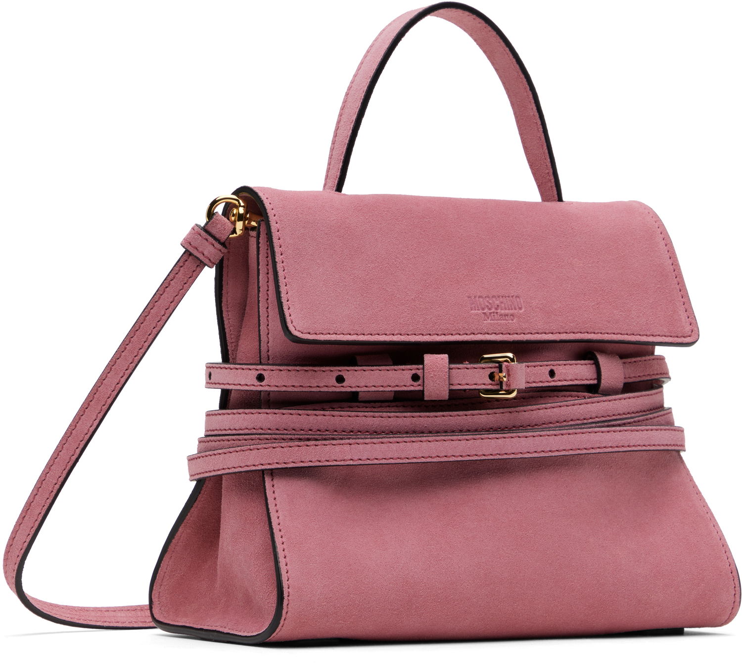 Дамска чанта Moschino Moschino 'Tie Me' Small Suede Bag Розово | MC4226PP0MOF0600, 1