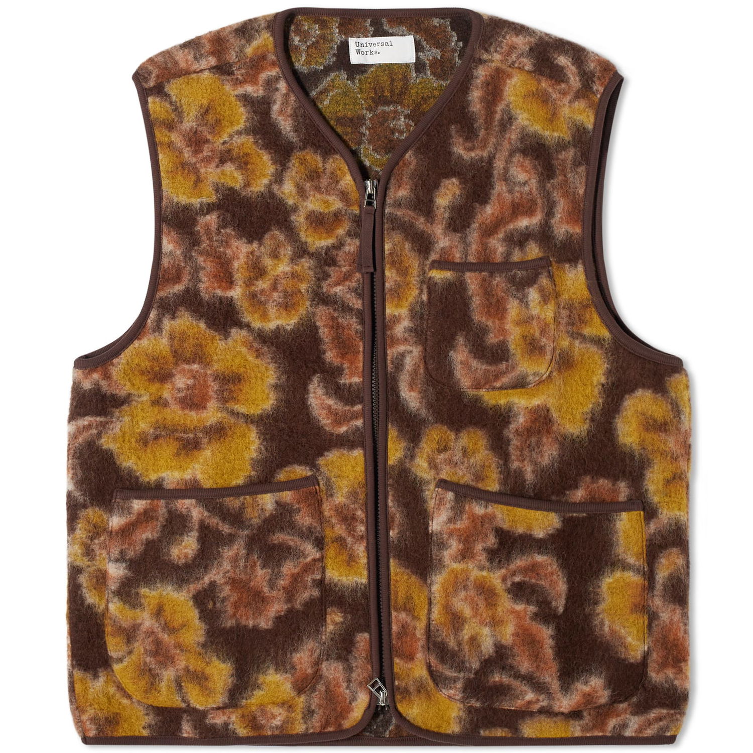 Жилетка Universal Works Flower Wool Fleece Gilet, Size X-Large Кафяво | 29413-BRN, 0
